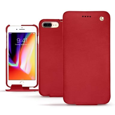 Housse cuir Apple iPhone 8 Plus - Rabat vertical - Rouge - Cuir lisse premium