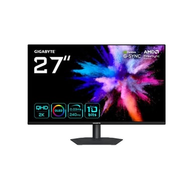 Écran PC Gamer GIGABYTE GO27Q24A 27'' QD-OLED 2K QHD 2560x1440 240 Hz 0,03 ms GTG HDMI 2.1 DP 1.4 Noir