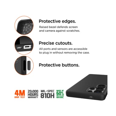 Funda Rígida Negra Ultra-reforzada de Policarbonato *prueba de caída 4 Metros* Para Samsung Galaxy A57 5G