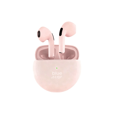 Auriculares Inalámbricos Bluetooth 5.3 - Semi Intraauriculares - Impermeables con Estuche de Carga, Micrófono Integrado para Llamadas para Smartphone, Tableta, Ordenador Portátil - Rosa