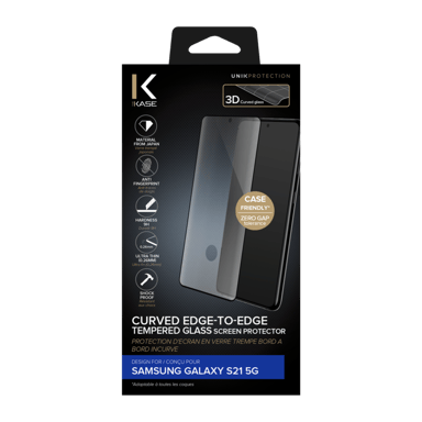 (O) Protector de pantalla de cristal templado de borde a borde para Samsung Galaxy S21 5G, Negro