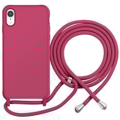 Moxie Funda para iPhone XR de TPU Premium Color Lace con cordón para el cuello Rojo burdeos