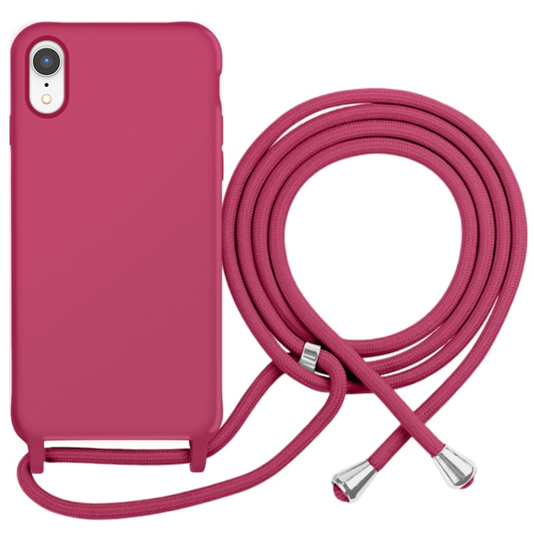 MOXIE Coque pour iPhone XR en TPU Premium Color Lace avec Cordon Tour de Cou Bordeaux