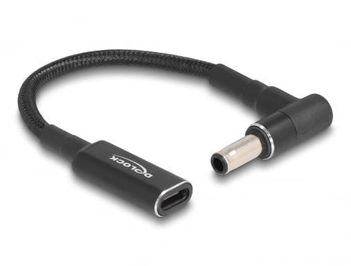 DeLOCK Cavo adattatore per cavo di ricarica per laptop da USB Tipo-C femmina a Samsung 5,5 x 3,0 mm maschio, angolato di 90° 15 cm