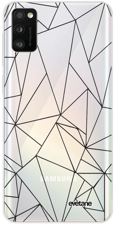 Evetane Coque Samsung Galaxy A41 silicone transparente Motif Outline Noires ultra resistant