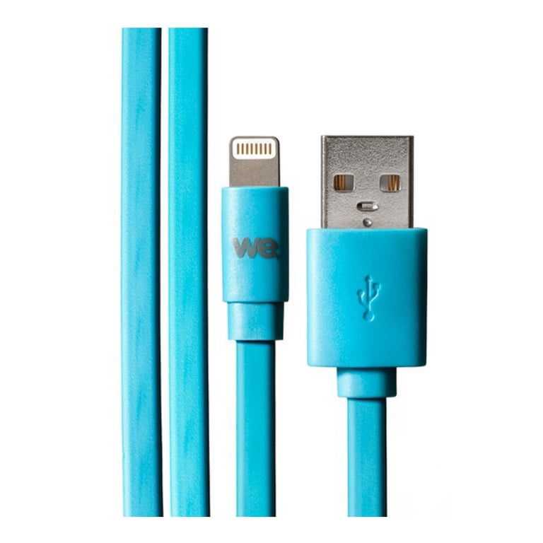 WE Câble USB/lightning plat compatible avec iPhone: évite de faire des noeuds 1m - en silicone