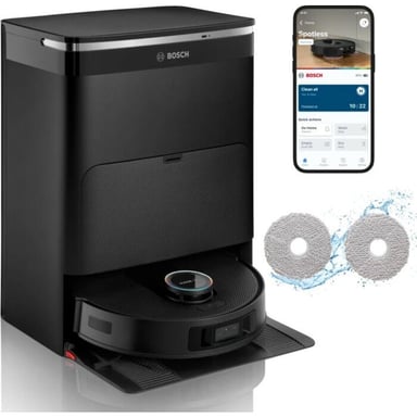 Spotless Max Cam - Robot aspirador con estación de carga autolimpiante, navegación láser, iluminación estructurada y cámara, color negro BCRDW3BX