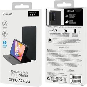 Muvit For Change Folio Stand Nero Progettato per Oppo A74 5G