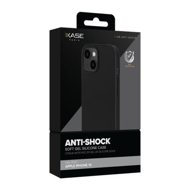 Coque antichoc en gel de silicone doux pour Apple iPhone 14, Noir satin