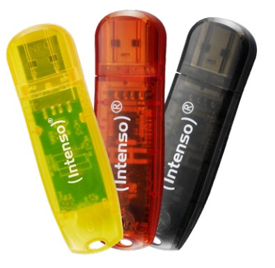 Intenso Rainbow Line Lot de 3 Clés USB 16 Go, USB-A 2.0, couleurs assorties, multipack - Neuf