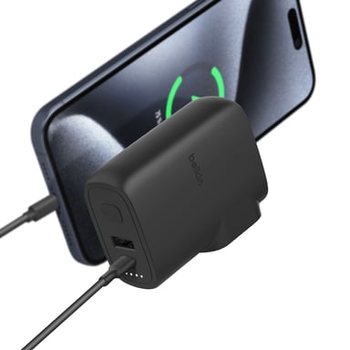 Chargeur de Voyage 25W avec Batterie Externe intégrée 5000mAh Compact Noir