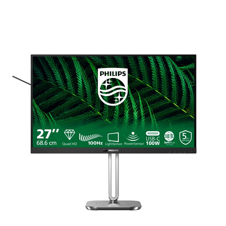Philips 27B2G5601 Moniteur Quad HD 27 Pouces réglable en Hauteur Haut parleurs Adaptive Sync 2560x1440 100 Hz 2X HDMI 1.4 1x DisplayPort 1.2 USB C PD Hub USB RJ45 - vue 1