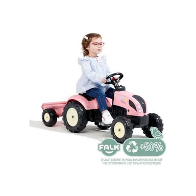 Trattore a pedali FALK Country Star con rimorchio staccabile 2-5 anni Rosa