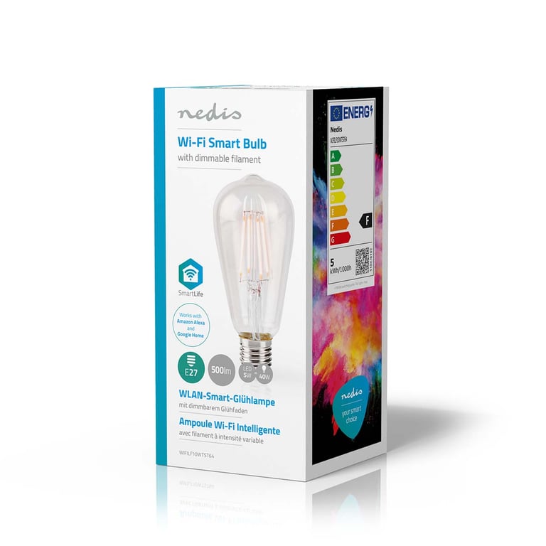 Nedis Wifi Smart Led Filament Glühlampe Wifilf10wtst64 E27 St64 500 Lm - vue 3