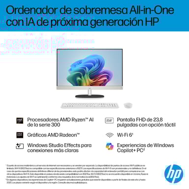 HP All-in-One Desktop Next Gen AI 24-ct2001ns PC Copilot+ PC AMD Ryzen AI 5 340 16 Go DDR5-SDRAM 1 To SSD DOS free