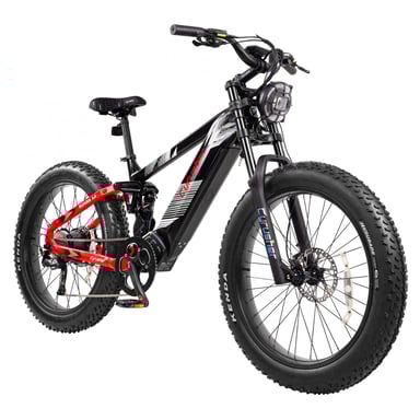VTT électrique CYRUSHER Ranger 2.0, batterie LG 52 V 20 Ah, tout suspendu, Shimano 9 vitesses - noir