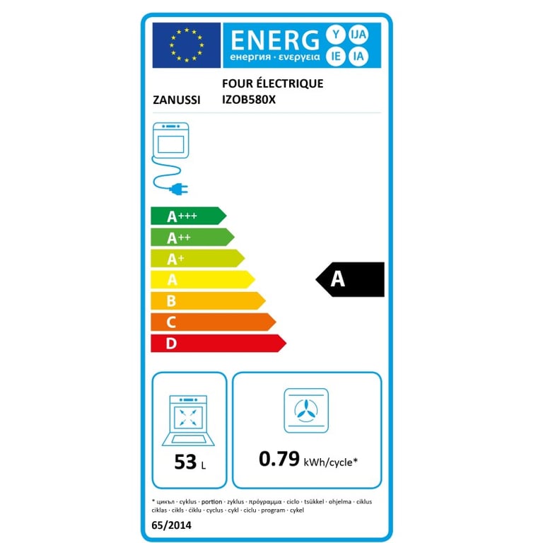 Zanussi ZOB580X Four intégrable classe A acier inoxydable - vue 3