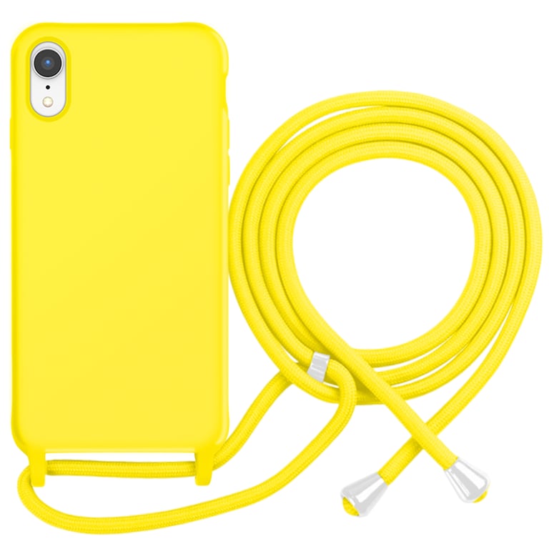 MOXIE Coque pour iPhone XR en TPU Premium Color Lace avec Cordon Tour de Cou Jaune