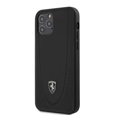 Funda de Piel Ferrari Negra con Logo Plateado Compatible con IPHONE 12 Pro Max (6.7)