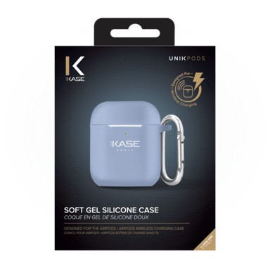 Estuche de carga inalámbrica para los AirPods de Apple en gel de silicona suave, azul lila