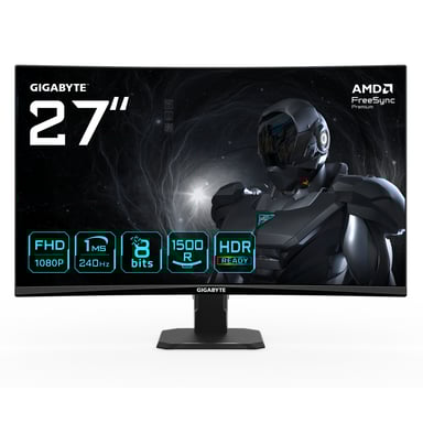 GIGABYTE GS27FC2 Moniteur Gaming Incurvé 27'' FHD - 1920 x 1080, 240Hz, 1ms, 350 cd/m², HDR Ready, HDMI 2.0, Displayport 1.4