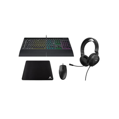 Pack gaming CORSAIR K55 PRO RGB clavier M55 souris filaire HS35 V2 casque MM250 XL tapis Noir