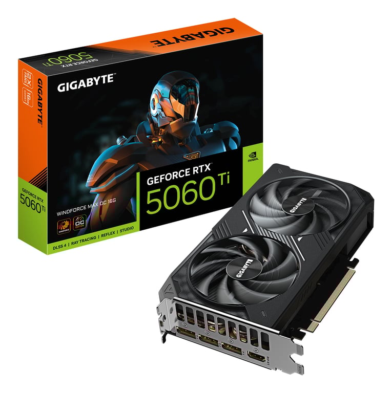 GIGABYTE GeForce RTX 5060 Ti WINDFORCE 8G Carte Graphique – 8 Go GDDR7 128 bits PCI E 5.0 2572 MHz Fréquence du processeur 3 x DisplayPort 1 x HDMI GV N506TWF2 8GD Neuf