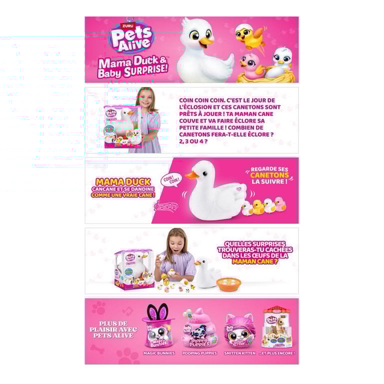 Jouet Interactif ZURU Mama Duck Canetons interactifs suivant leur maman avec surprises à découvrir - vue 2