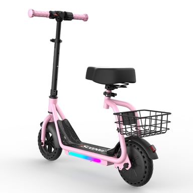 Trottinette électrique enfant 2-en-1 iScooter iK7 avec siège amovible et panier - rose