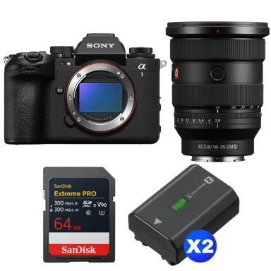 Appareil photo hybride Sony Alpha 1 II + FE 16-35mm f/2.8 GM II + 1 SanDisk 64GB Extreme PRO UHS-II + 2 Sony NP-FZ100 + Ebook ''20 astuces pour des images qui claquent''