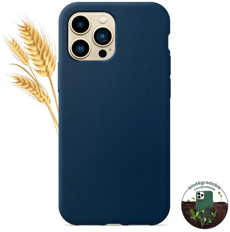 Coque silicone unie compatible Biodégradable Bleu Apple iPhone 13 Pro Max