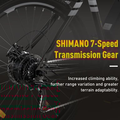 Vélo électrique BK15 Ebike Tout terrain 26 Pouces  7 Transmission Batterie Amovible Adulte Noir