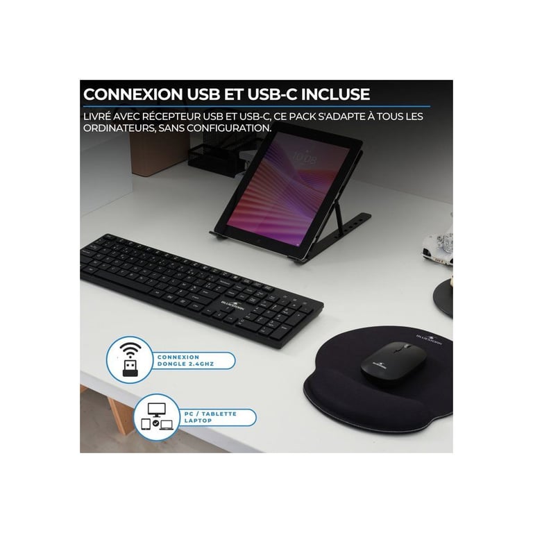 Pack clavier sans fil ULTRA FIN BLUESTORK PACK WL OFFSLIMFR AZERTY - vue 5