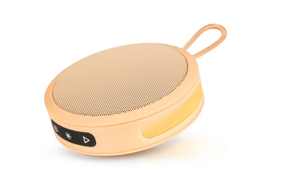 BIGBEN Party - Altavoz Bluetooth redondo con correa de mano y efectos de luz - 15W - Naranja pastel