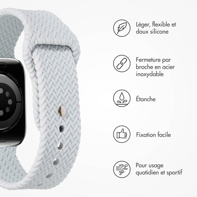 imoshion Bracelet tressé en silicone pour Apple Watch | 38/40/41/42 mm - Gris - Neuf