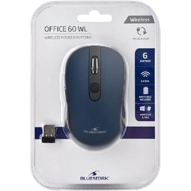 Ratón inalámbrico Bluestork Office60 (Negro/Azul)