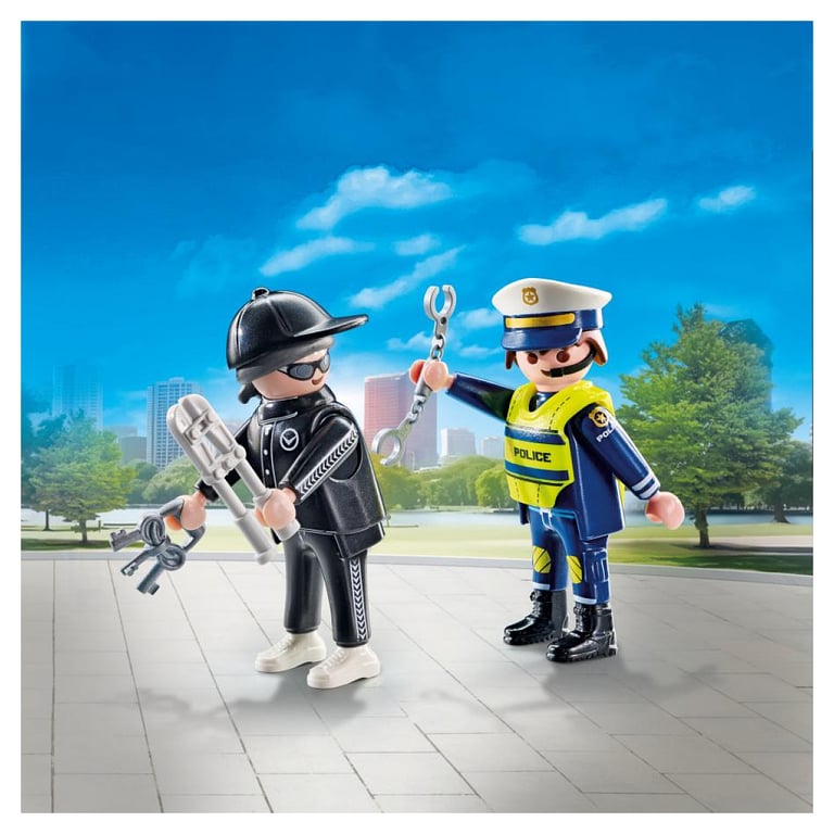 Policier Et Bandit Avec Accessoires Playmobil La Boite - vue 3