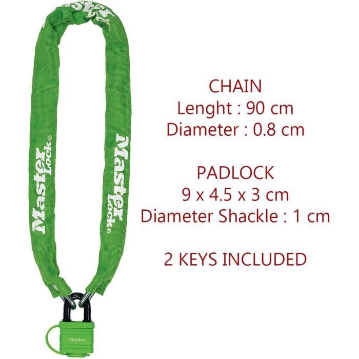 MASTER LOCK Chaîne Antivol Vélo avec Cadenas à Clé Idéal pour les Vélos Vélos Electriques VTT et autres - vue 4