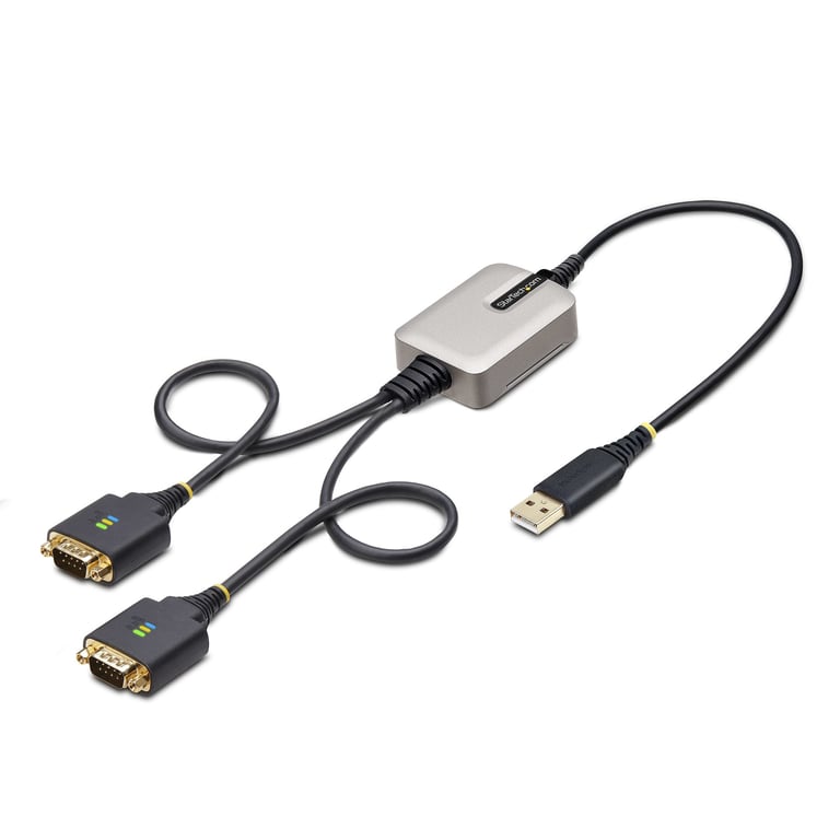 StarTech.com Adaptateur USB vers Série de 2 Ports de 60cm VisÉcrous DB9 Interchangeables COM Rétention Câble Convertisseur USB A vers DB9 RS232 FTDI Protection ESD Niveau 4 WindowsmacOSChromeOSLinux Neuf