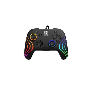 Mando cableado PDP Afterglow Wave para Nintendo Switch 8 zonas RGB cable USB 3 m Captura Negro