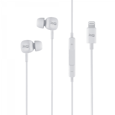 Jaym - Kit Pieton Ecouteurs Intra-auriculaire Lightning (Mfi) + Telecommande + Micro Blanc