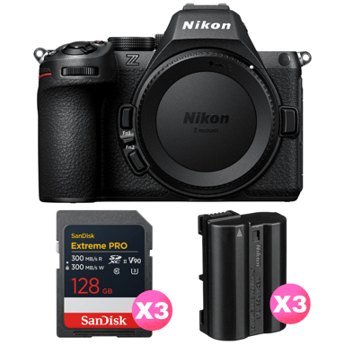 Cámara híbrida Nikon Z5 II + 3 SanDisk 128GB Extreme PRO UHS-II + 3 Nikon EN-EL15c + Ebook ''20 consejos para fotos que impactan''