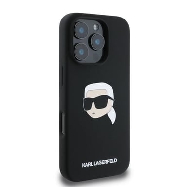 Étui Karl Lagerfeld pour iPhone 16 Pro 6.3'' noir étui rigide Silicone Karl Head Print MagSafe