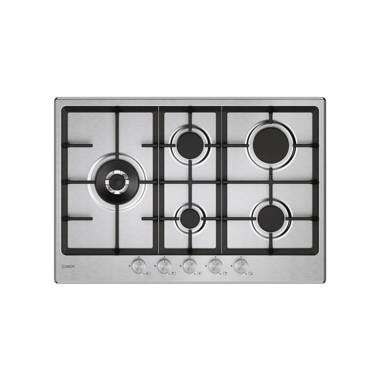 Candy CHG7WL4WTX Table de cuisson à gaz encastrable 74 5 cm Acier inoxydable 5 brûleurs Neuf