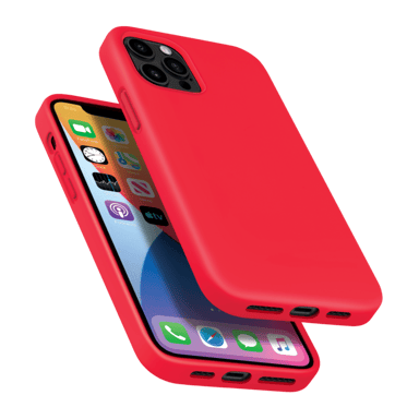 (O) Custodia antiurto in morbido silicone gel per Apple iPhone 12/12 Pro, rosso fuoco