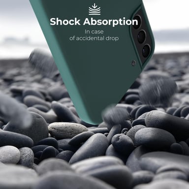 Moozy Lifestyle. Conçue pour Samsung S21 5G, Samsung S21, vert foncé – Coque en silicone liquide avec finition mate et doublure en microfibre douce.