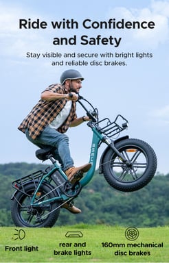 ENGWE L20 Boost Bici elettrica per Adulti, Bici elettrica per Pneumatici Fat da 20 Pollici per Donna, Batteria 48V 13A, Shimano 7 velocità