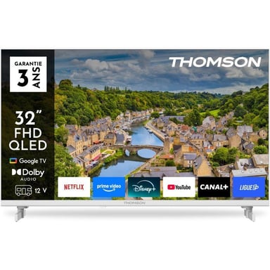 32FQG3S15CW - TV QLED 32 (80 cm) - Full HD 1920x1080 - Adaptateur 12V - Google TV - 3xHDMI 1.4 - WiFi