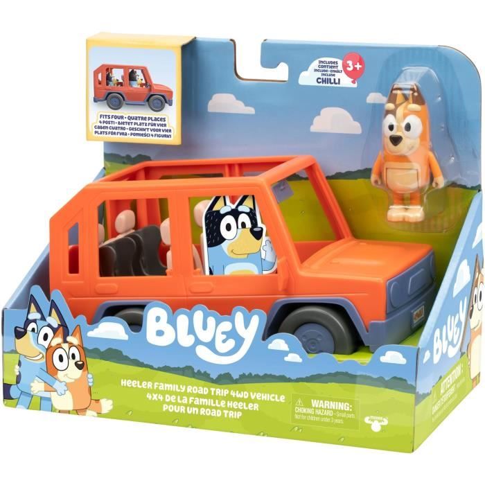 Voiture de Bluey - BLUEY - Véhicule familial avec figurine Chilli et accessoires - Neuf