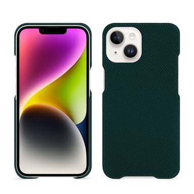 Coque cuir Apple iPhone 15 Plus -  - Vert - Cuir saffiano